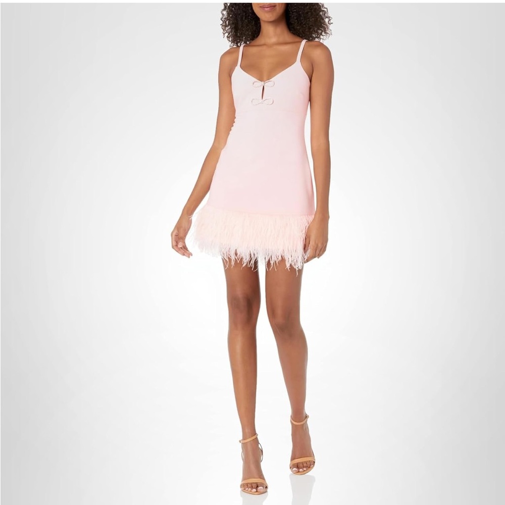 NEW Likely Mariany Pink Feather Hem Mini Cocktail Dress 6